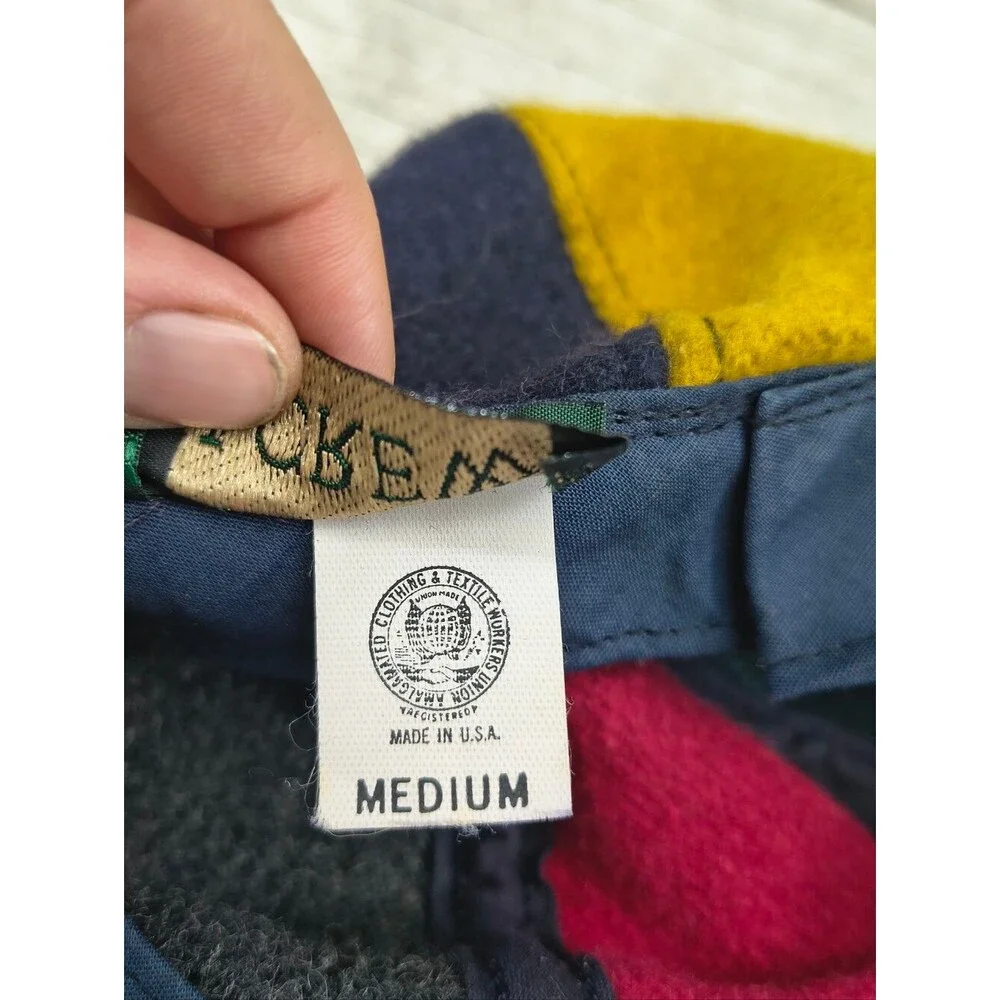 Vintage J. Crew Fitted Baseball Cap Multicolor Boiled Wool Made in USA EUC